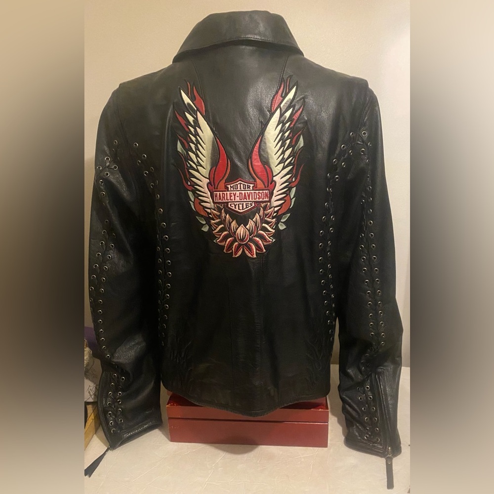 Harley Davidson Laced And Embroidered Leather Jacket